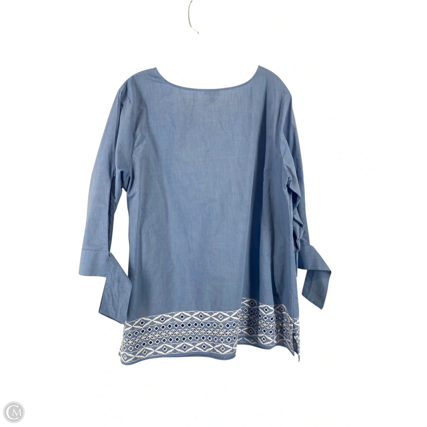 Tunic 3/4 Sleeve By Talbots In Blue & White, Size: 1x