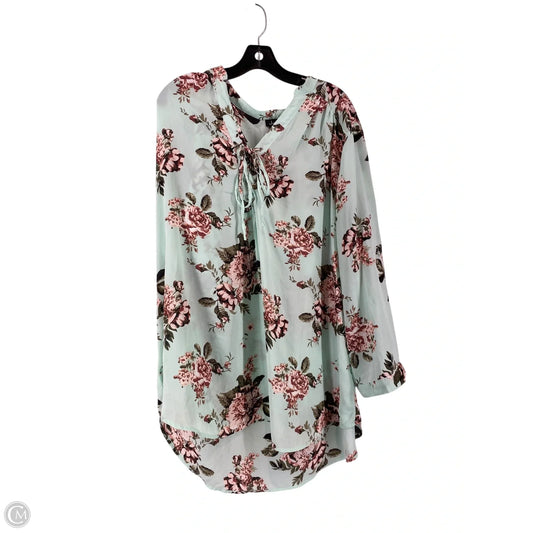 Top Long Sleeve By Justify In Green & Pink, Size: 3x