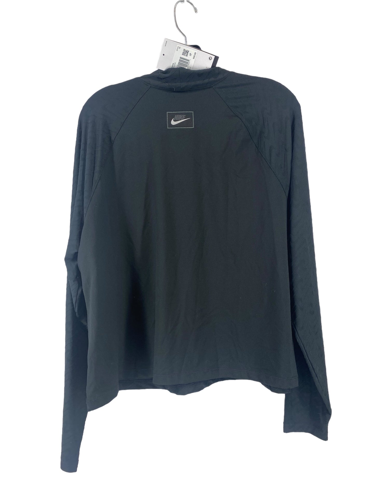 Black Athletic Top Long Sleeve Collar Nike, Size Xl