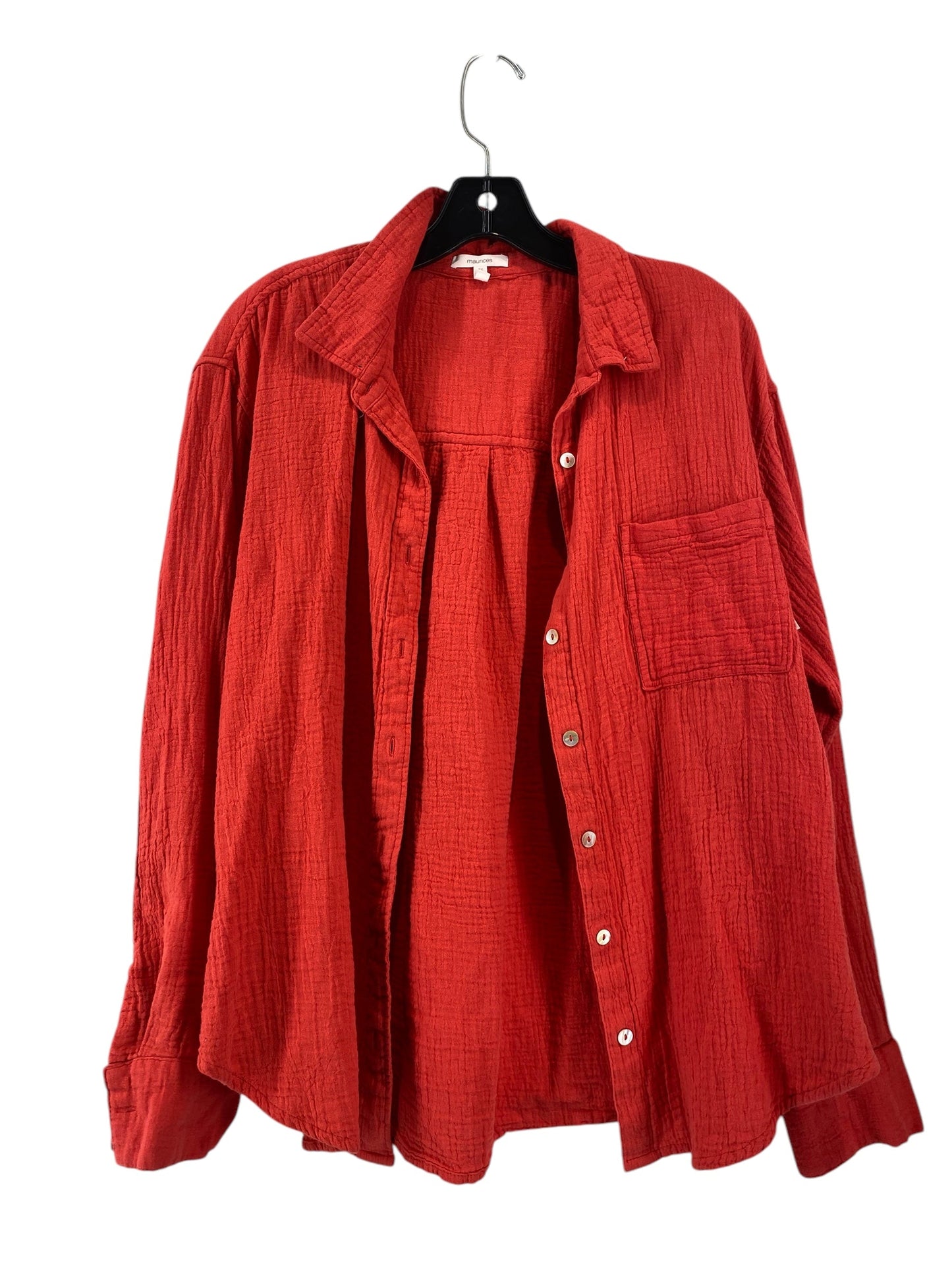 Top Long Sleeve By Maurices In Red, Size: M