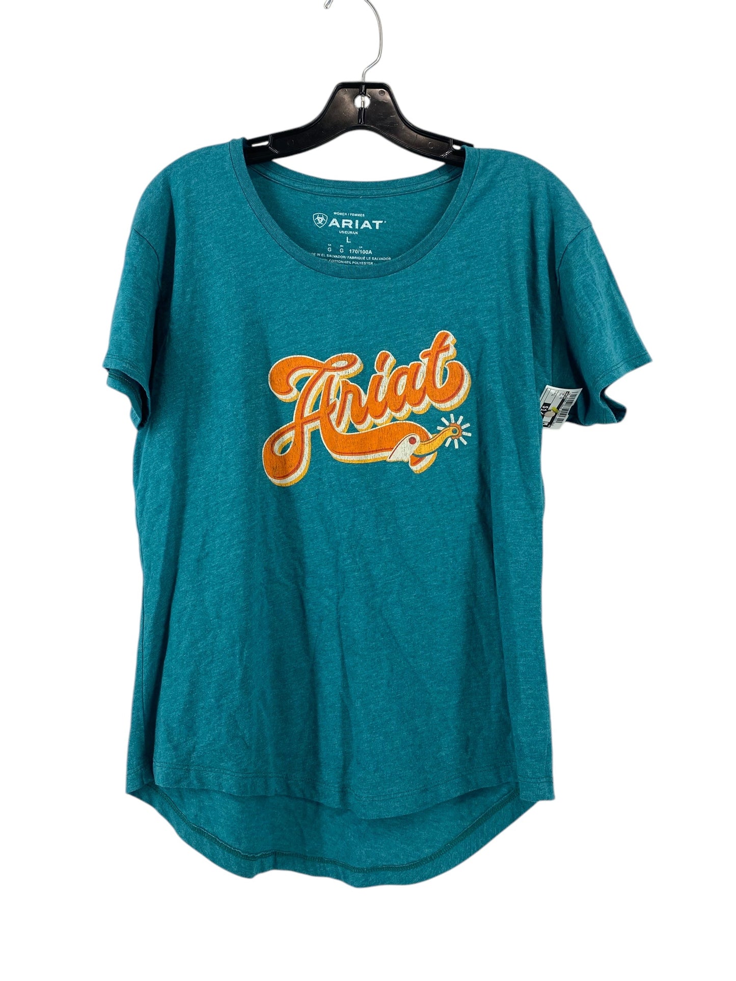 Top Short Sleeve By Ariat In Teal, Size: L