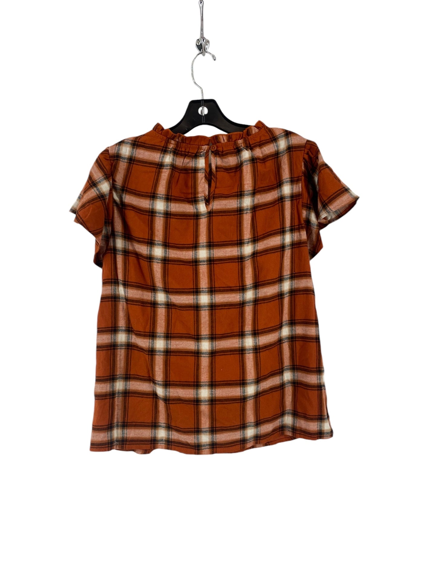 Top Short Sleeve By Time And Tru In Plaid Pattern, Size: S