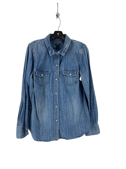 Blouse Long Sleeve By J. Crew In Blue Denim, Size: M