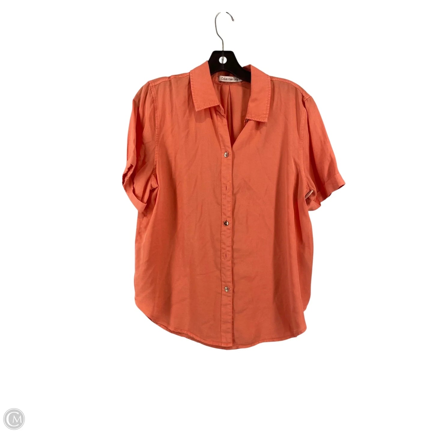 Top Short Sleeve Basic By Calvin Klein In Coral, Size: M