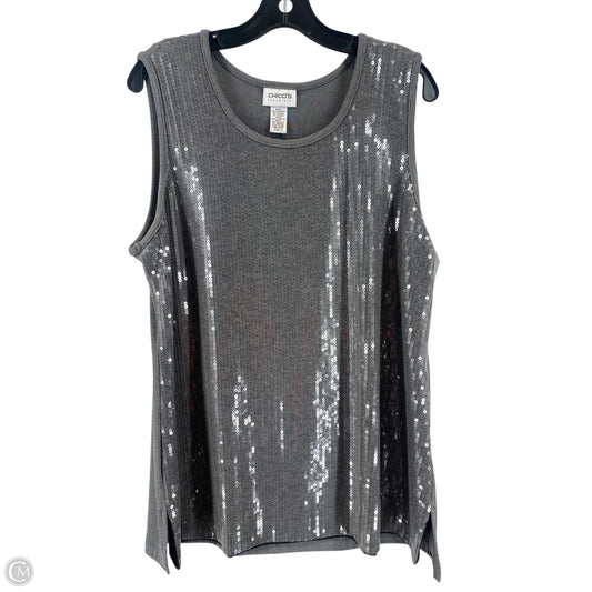 Top Sleeveless By Chicos In Silver, Size: L