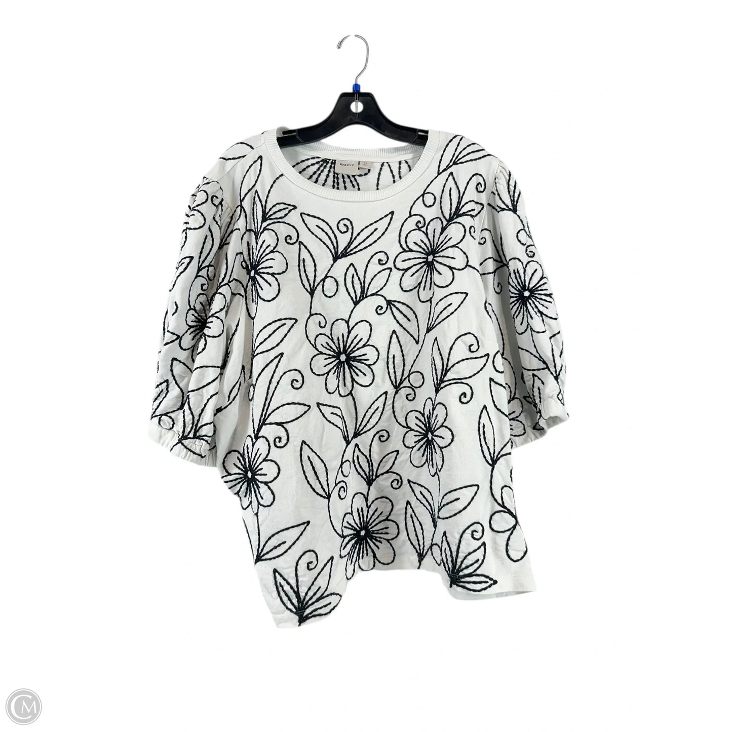 Top Short Sleeve By Maeve In Black & White, Size: 3x