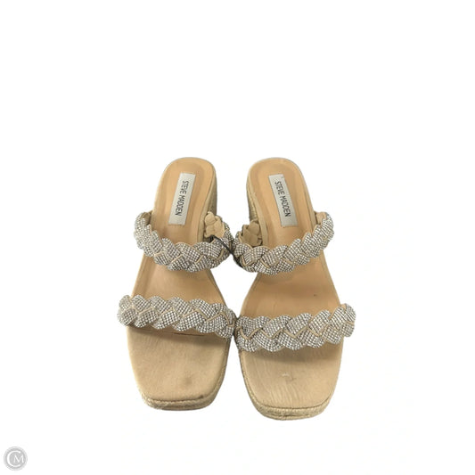 Sandals Heels Wedge By Steve Madden In Silver, Size: 8
