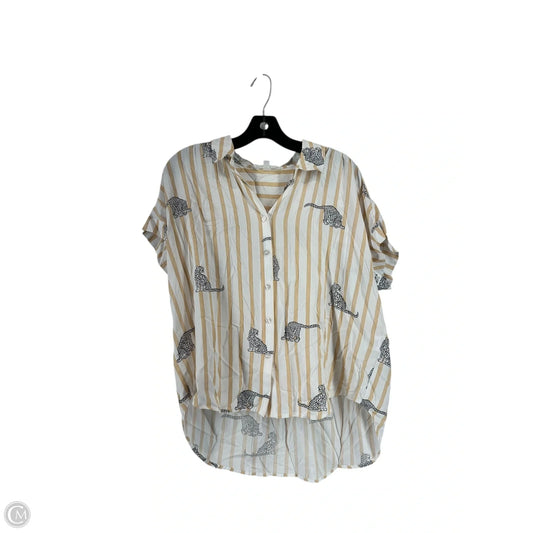 Top Short Sleeve By Jane And Delancey In White & Yellow, Size: M