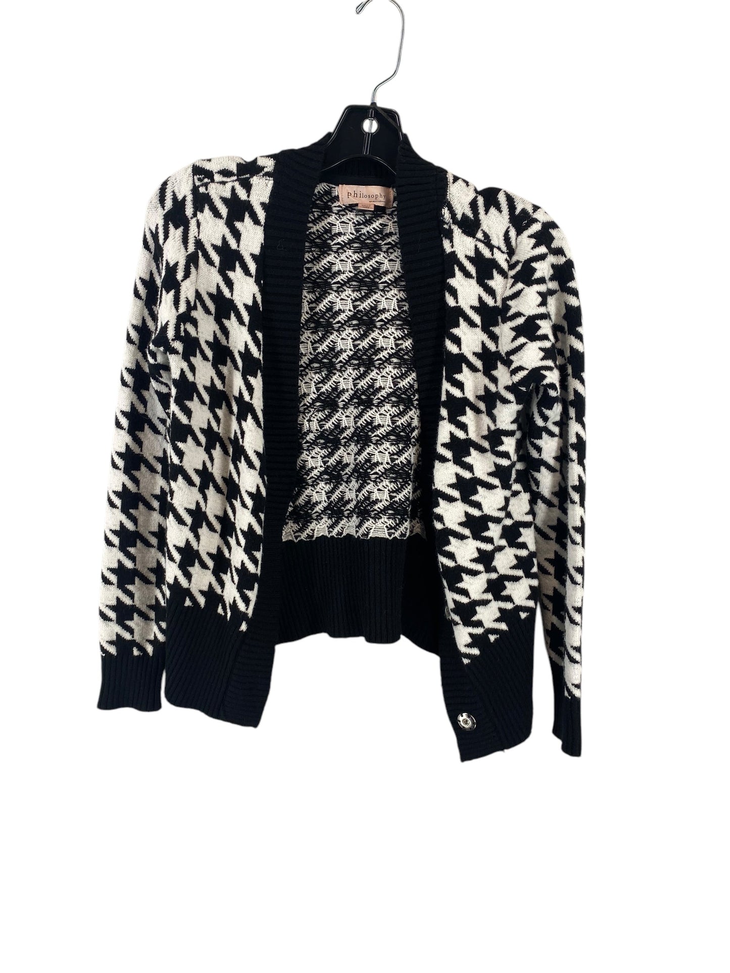 Sweater Cardigan By Philosophy In Black & White, Size: Xs