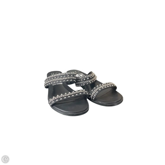 Sandals Flats By Jennifer Lopez In Black & Silver, Size: 7.5