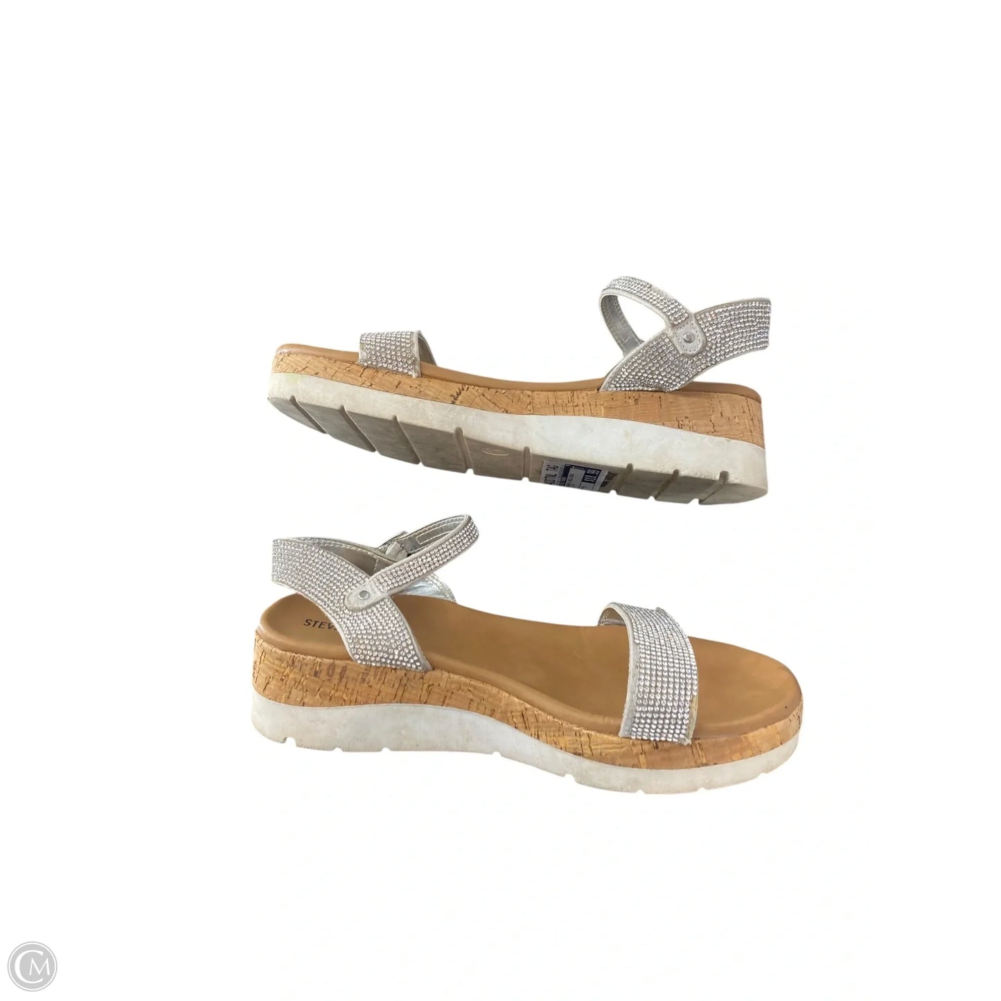 Sandals Heels Wedge By Steve Madden In Silver, Size: 5