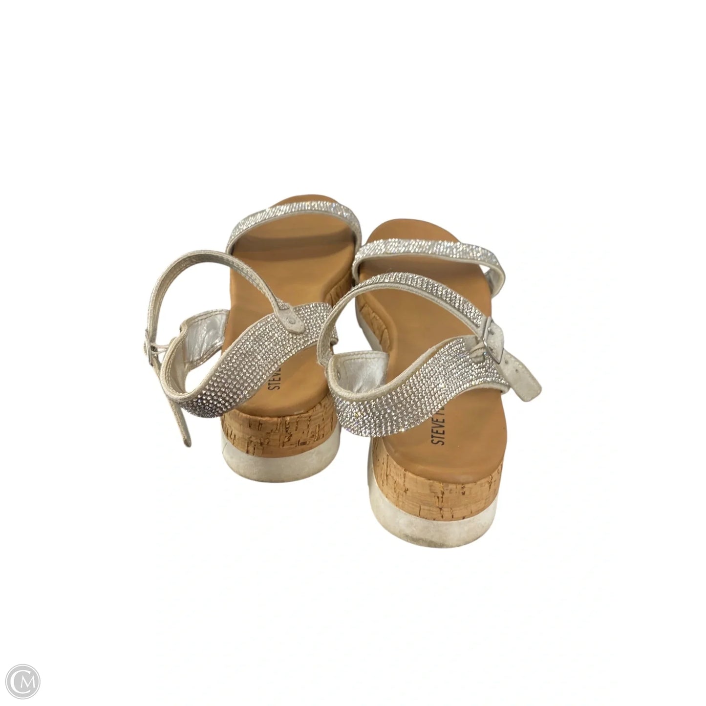 Sandals Heels Wedge By Steve Madden In Silver, Size: 5