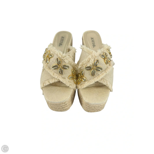 Shoes Heels Wedge By Justfab In Gold & Tan, Size: 7.5