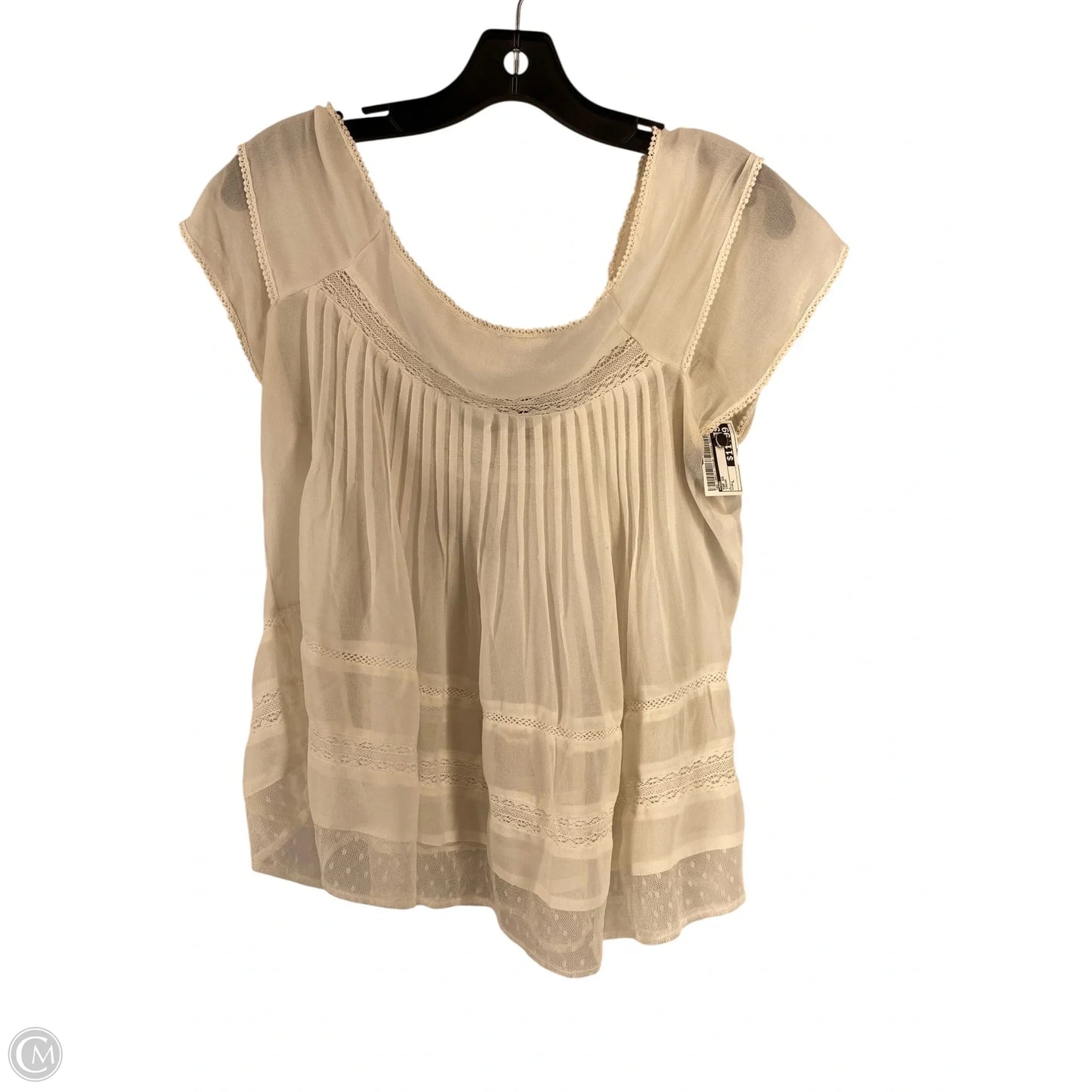 Top Short Sleeve By Mng In Cream, Size: L