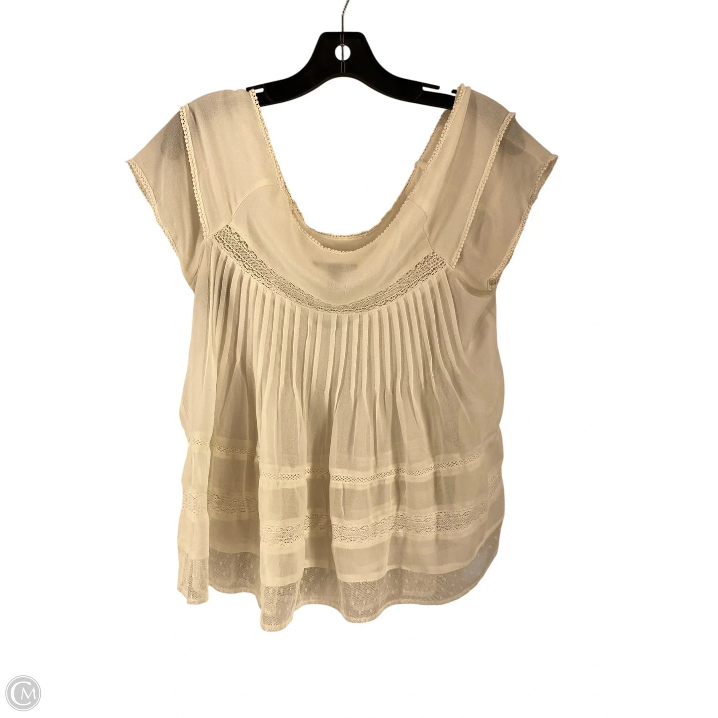 Top Short Sleeve By Mng In Cream, Size: L