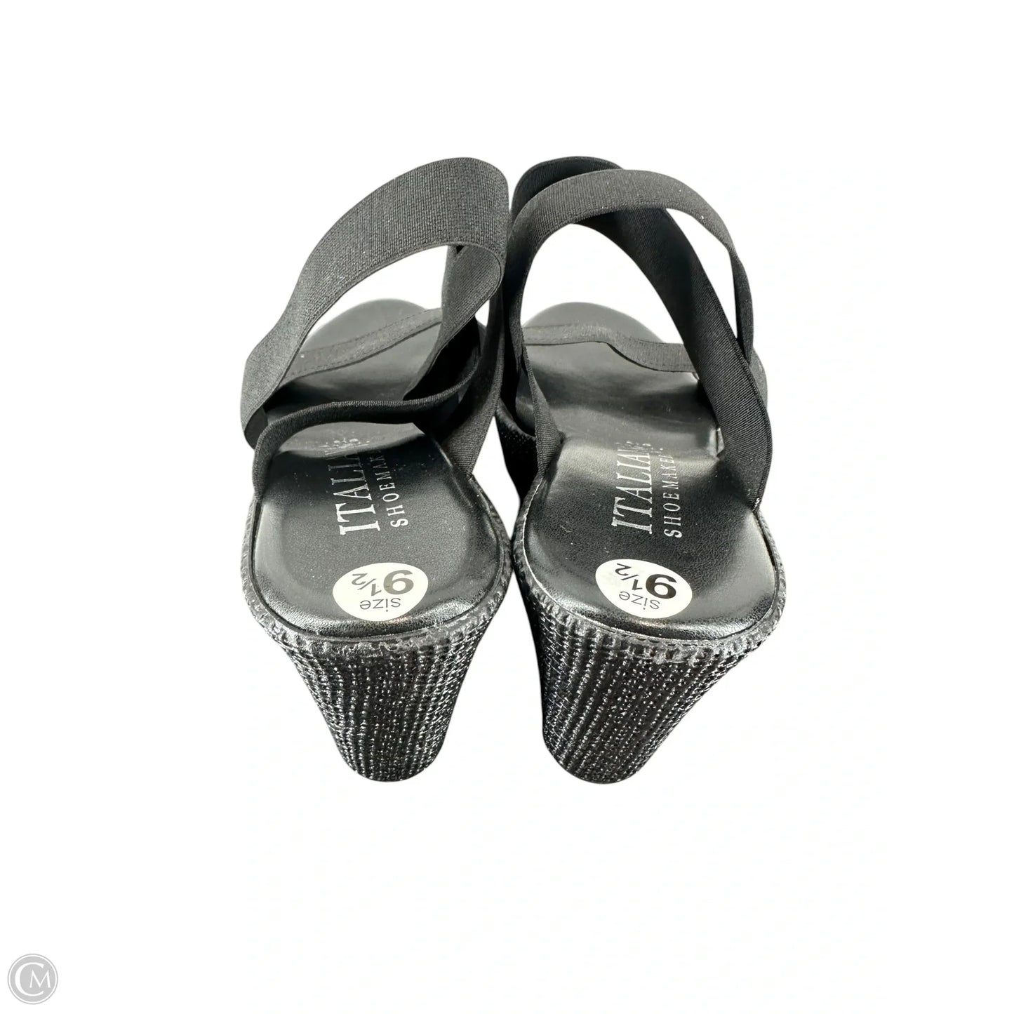 Sandals Heels Block By Italian Shoemakers In Black, Size: 9.5