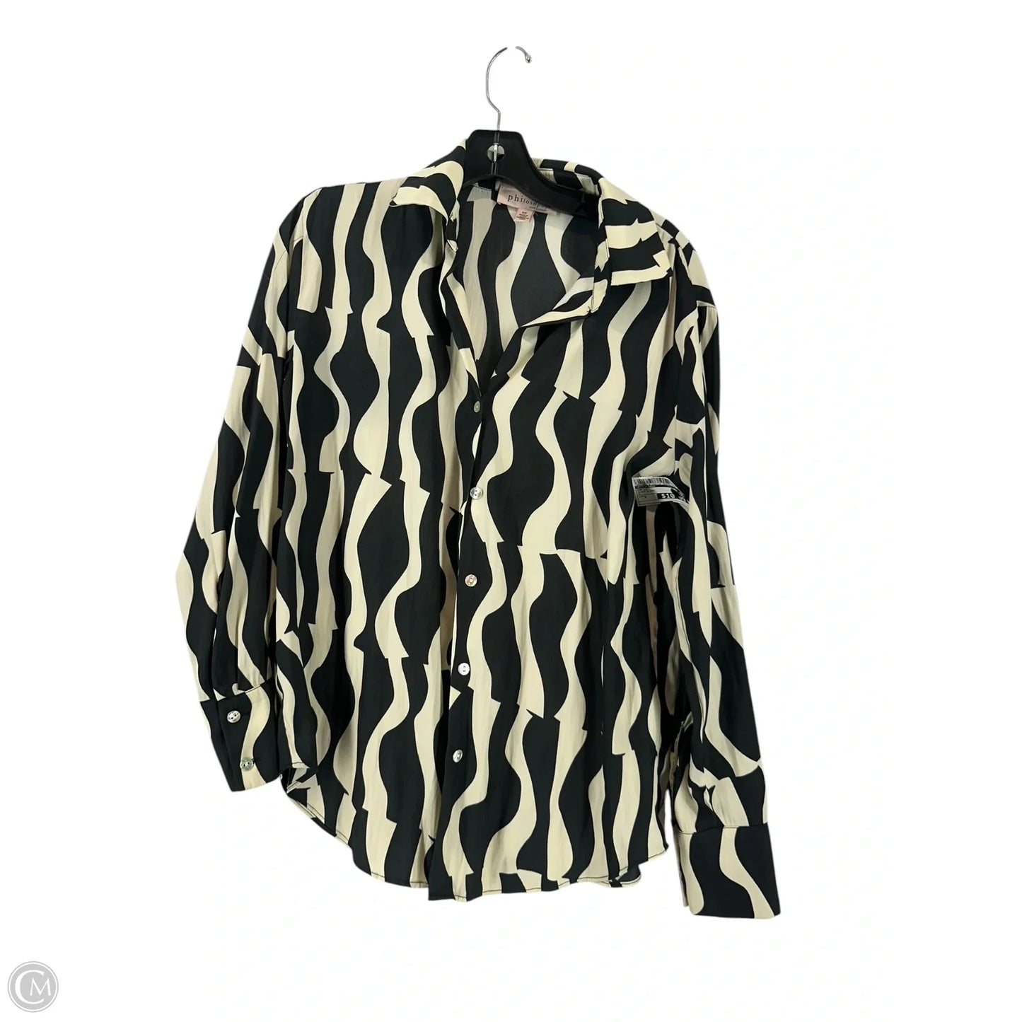 Top Long Sleeve By Philosophy In Black & Tan, Size: S