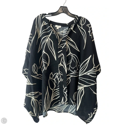 Top Short Sleeve By Oddi In Black & Cream, Size: 1x