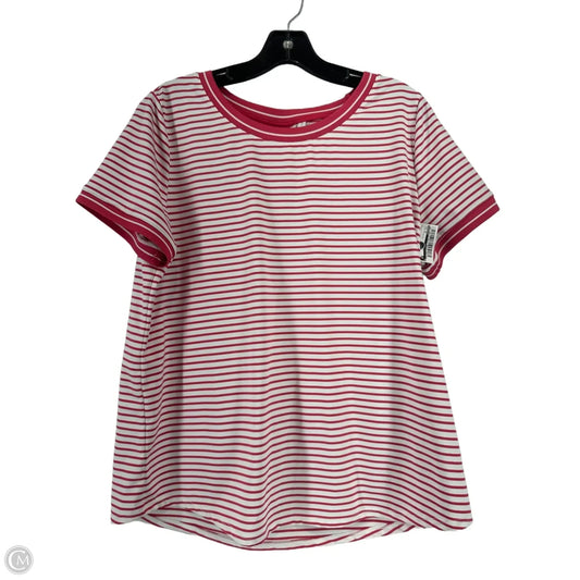Top Short Sleeve By Chicos In Pink & White, Size: 2