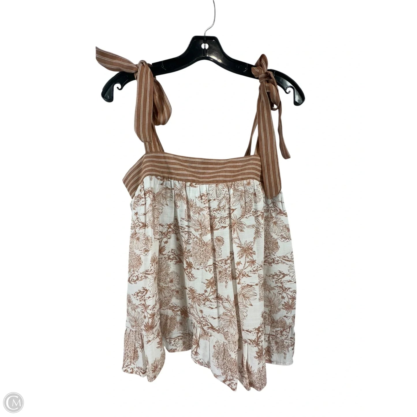 Top Sleeveless By Mine In Tan & White, Size: S