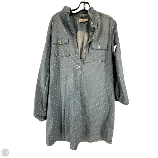 Dress Casual Midi By Loft In Blue Denim, Size: M
