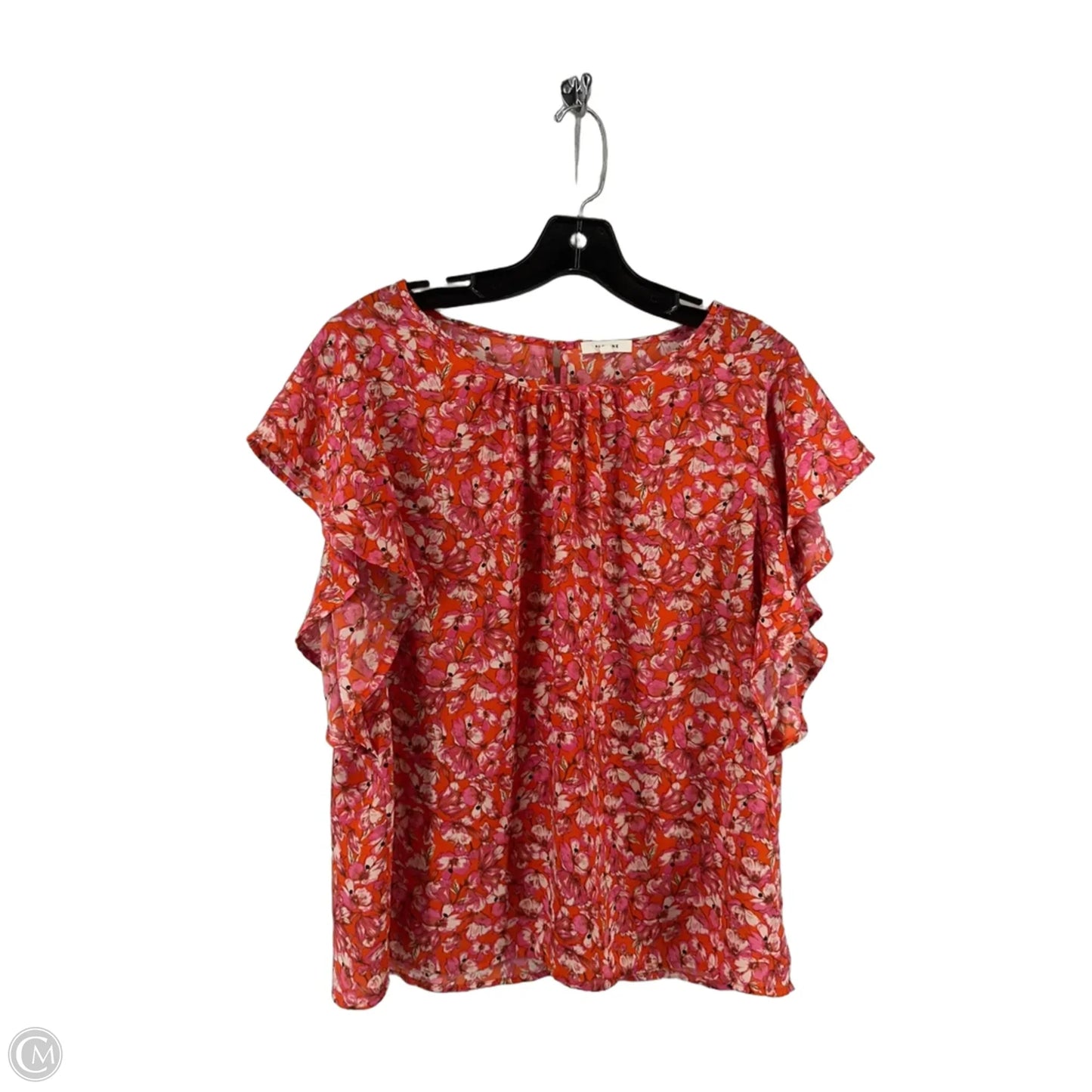 Top Short Sleeve By Pleione In Floral Print, Size: M