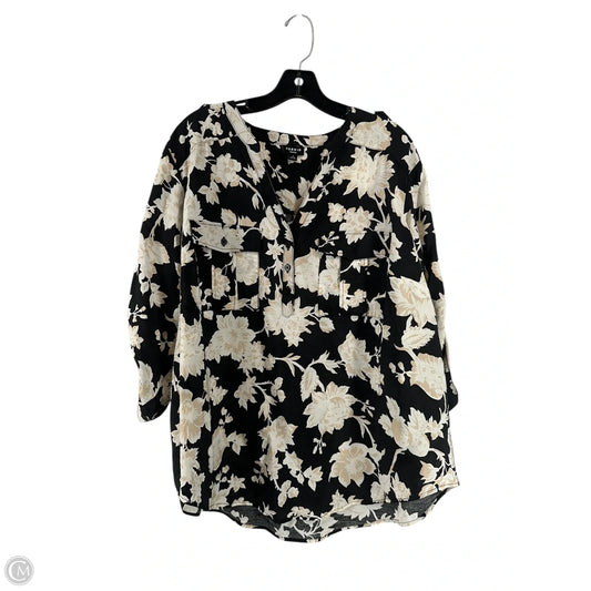 Blouse 3/4 Sleeve By Torrid In Black & Cream, Size: 2x