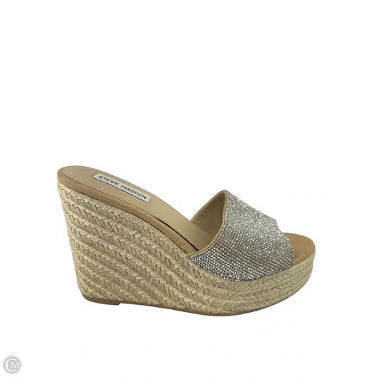Shoes Heels Wedge By Steve Madden In Silver, Size: 8