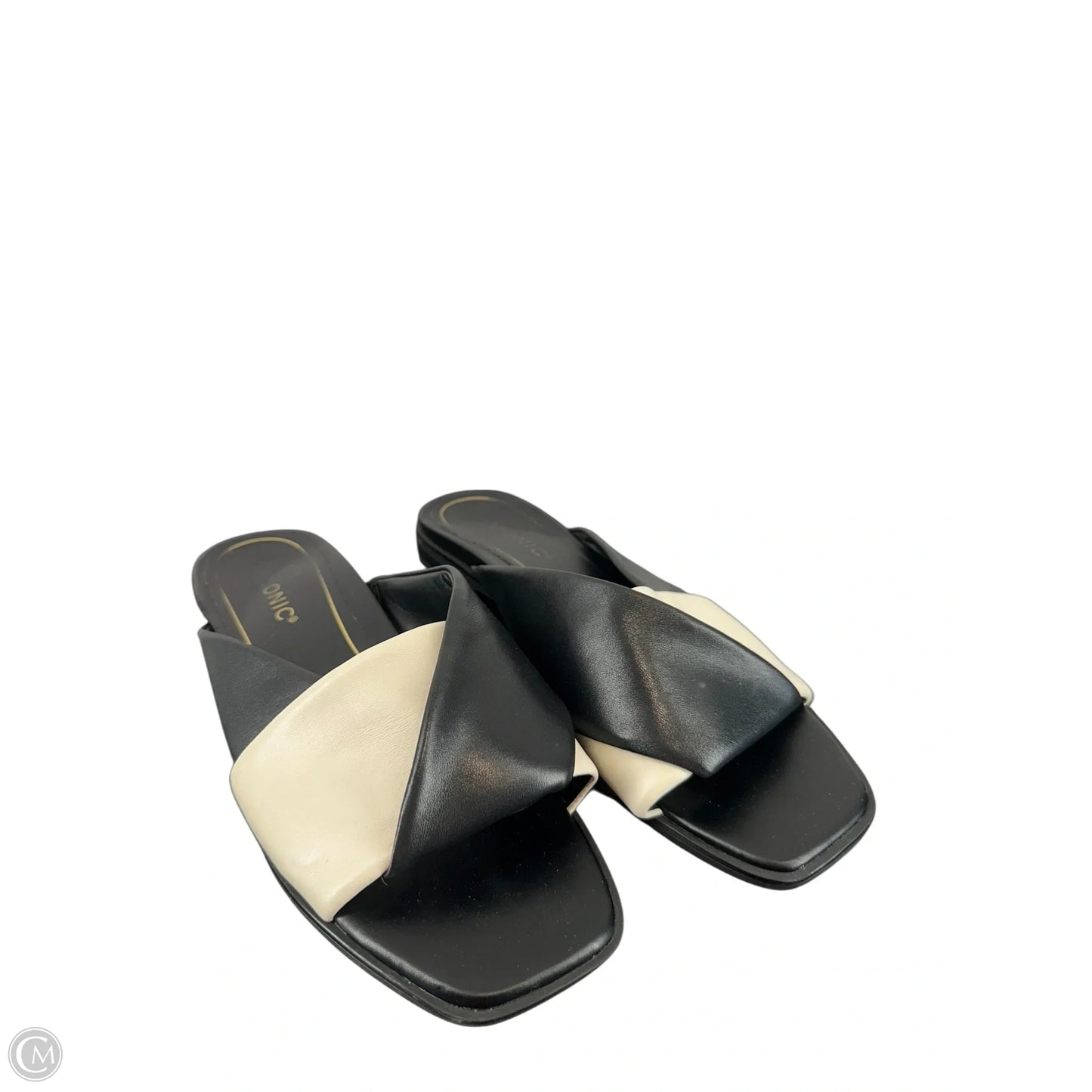Sandals Flats By Vionic In Black & Cream, Size: 10