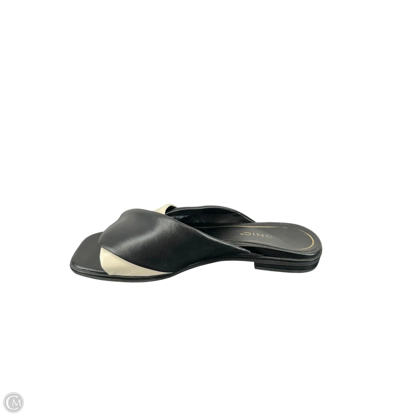 Sandals Flats By Vionic In Black & Cream, Size: 10