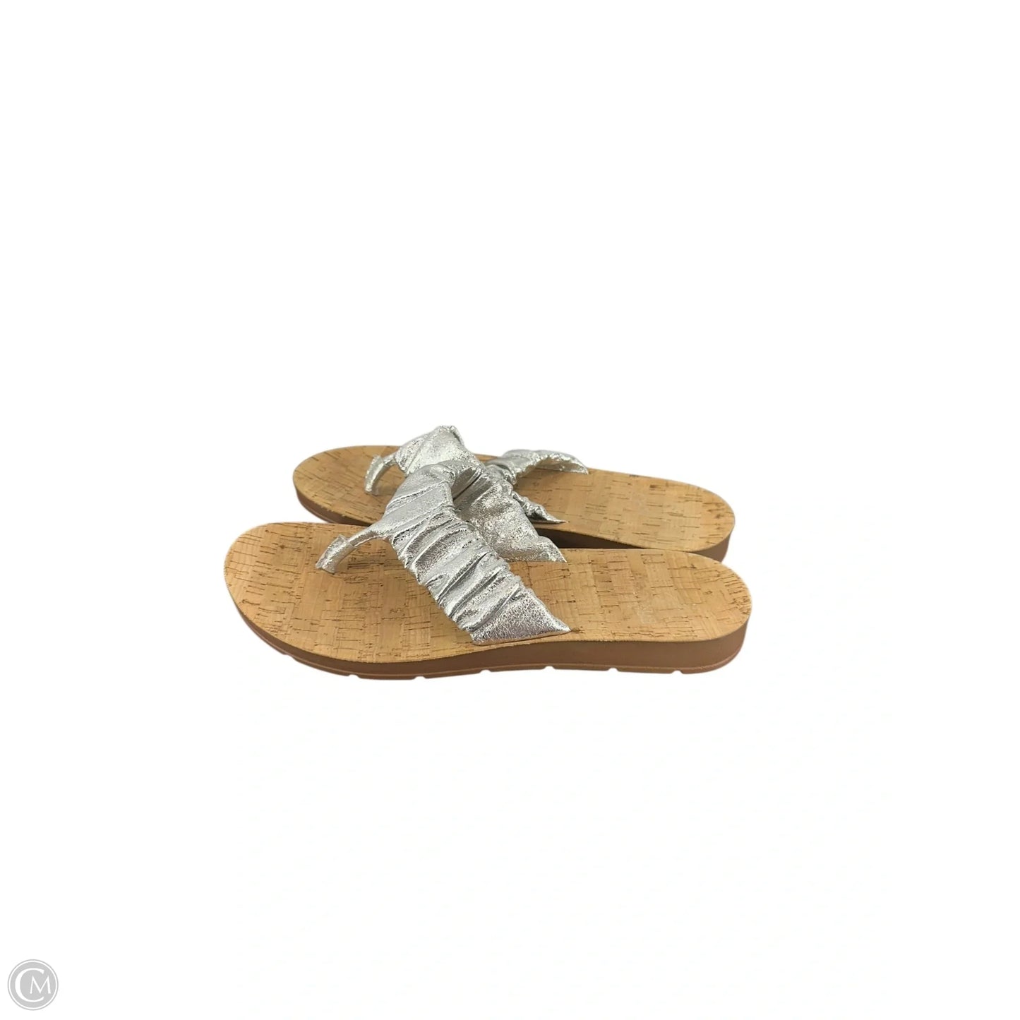 Sandals Flats By Clothes Mentor In Silver, Size: 6