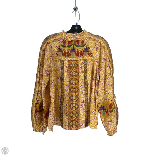 Top Long Sleeve By Maeve In Yellow, Size: 4