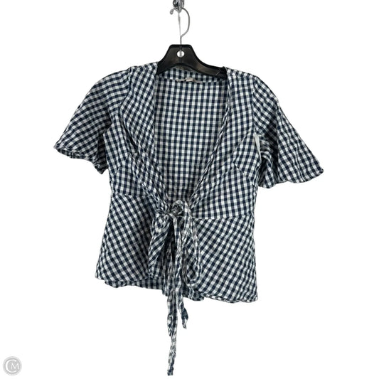 Top Short Sleeve By Loft In Plaid Pattern, Size: Xxs