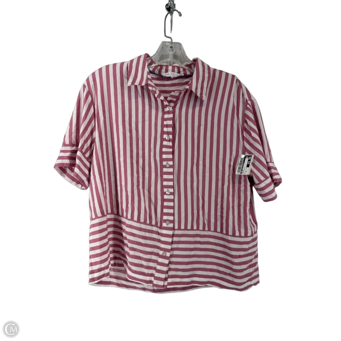 Top Short Sleeve By Jane And Delancey In Pink & White, Size: M