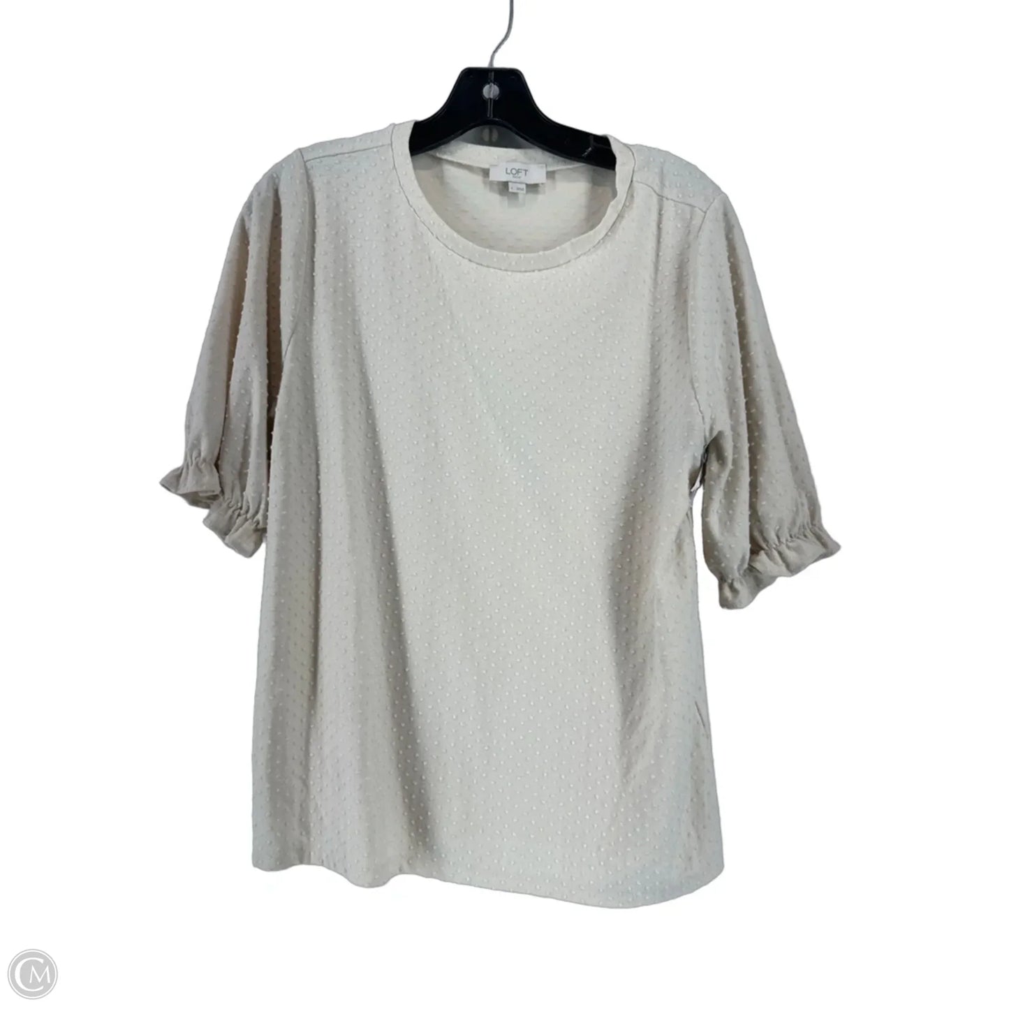 Top Short Sleeve By Loft In Cream, Size: L