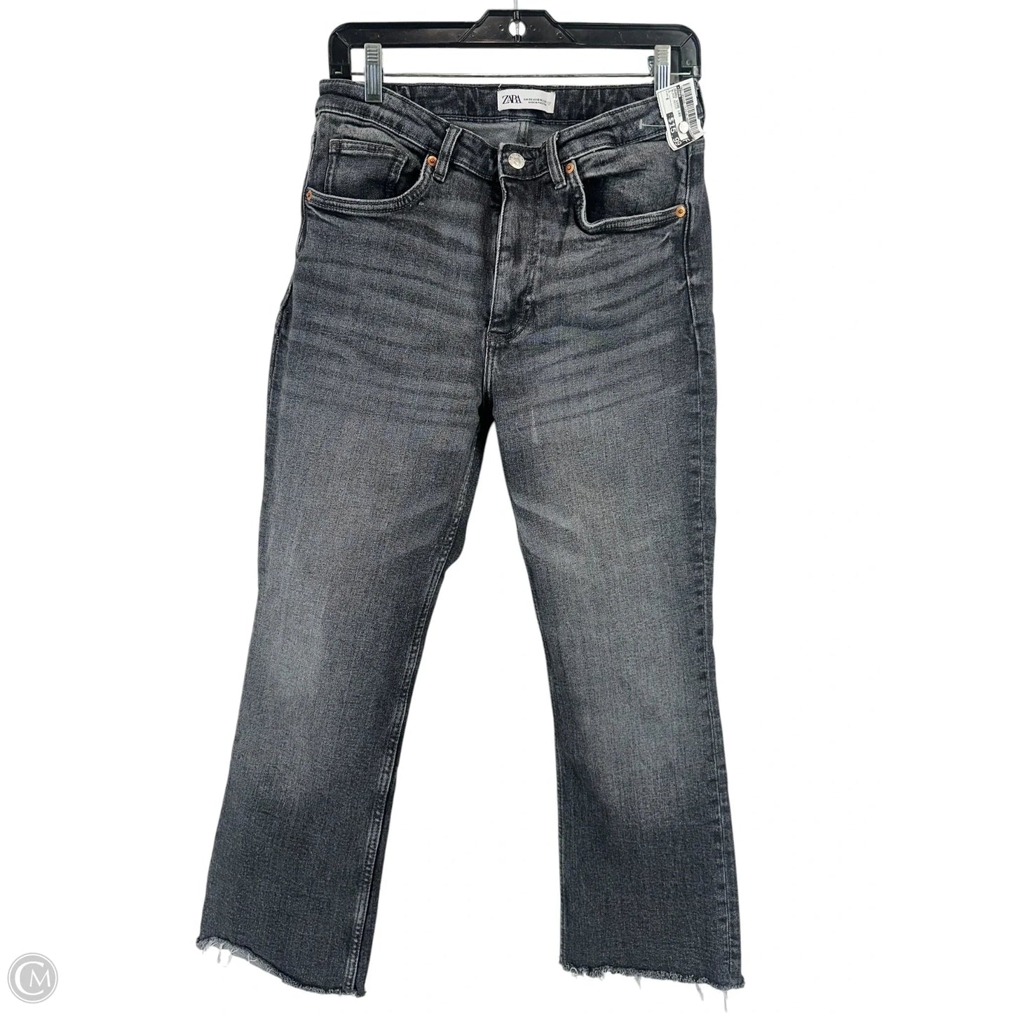 Jeans Wide Leg By Zara In Black Denim, Size: 6