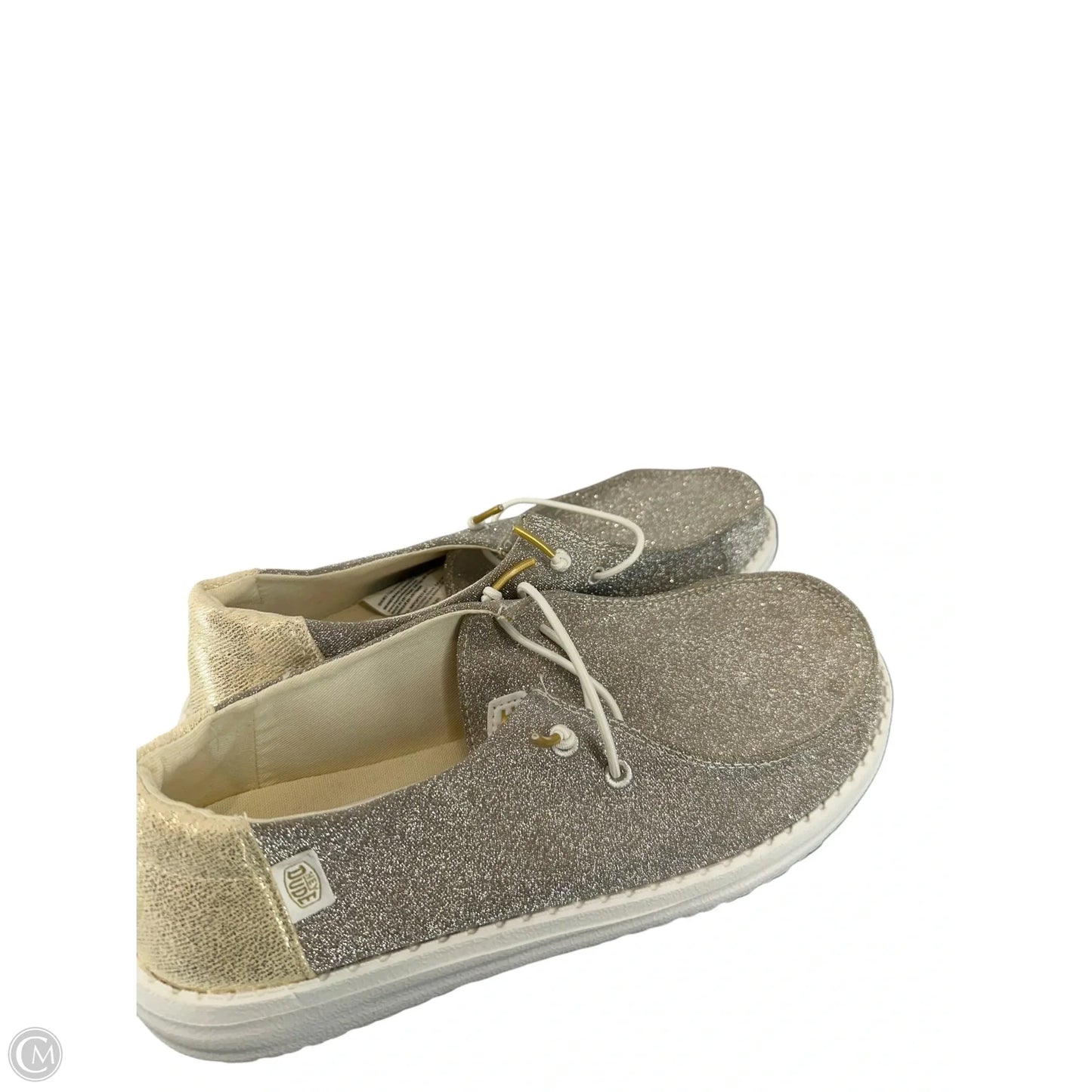 Shoes Flats By Hey Dude In Silver, Size: 9