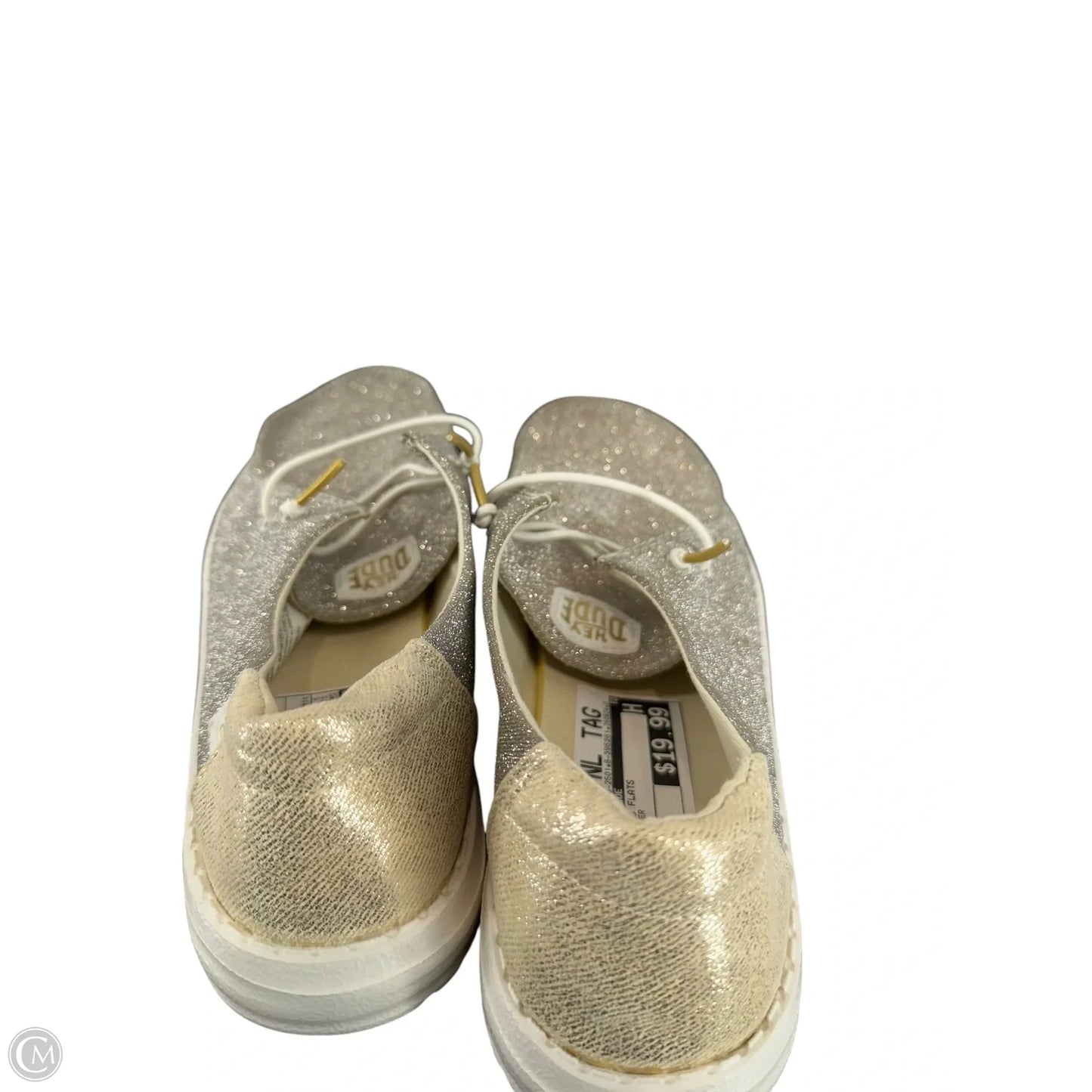Shoes Flats By Hey Dude In Silver, Size: 9