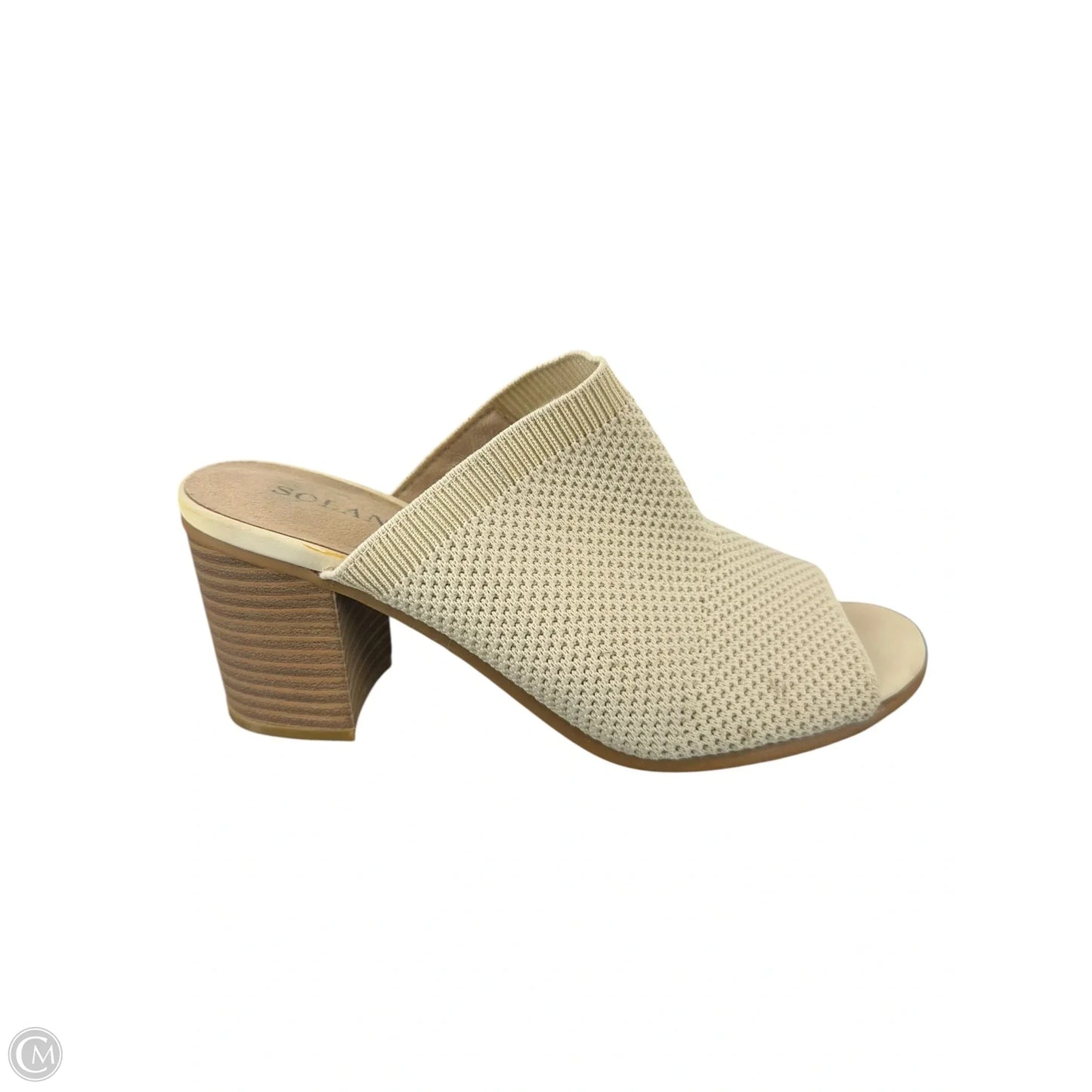 Sandals Heels Block By Solanz In Beige, Size: 8