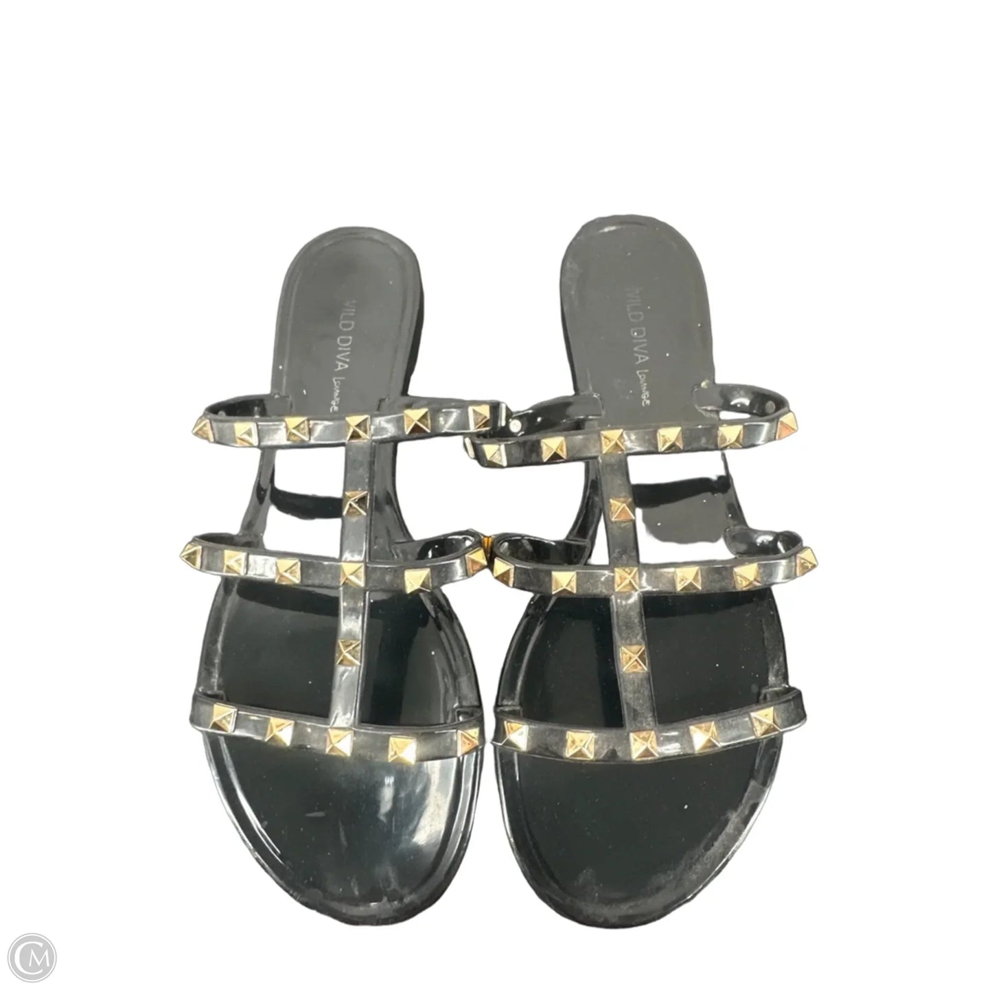 Sandals Flats By Wild Diva In Black & Gold, Size: 11