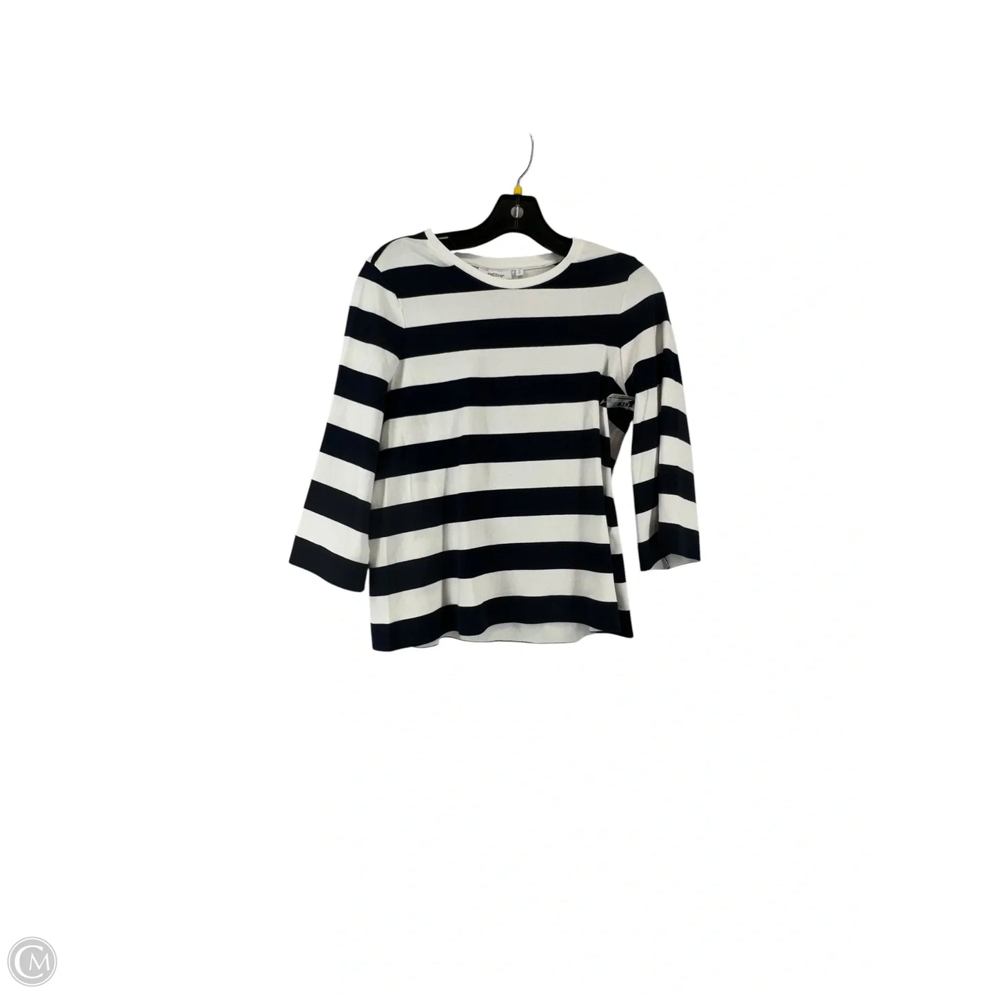 Top 3/4 Sleeve By Chicos In Striped Pattern, Size: Xs