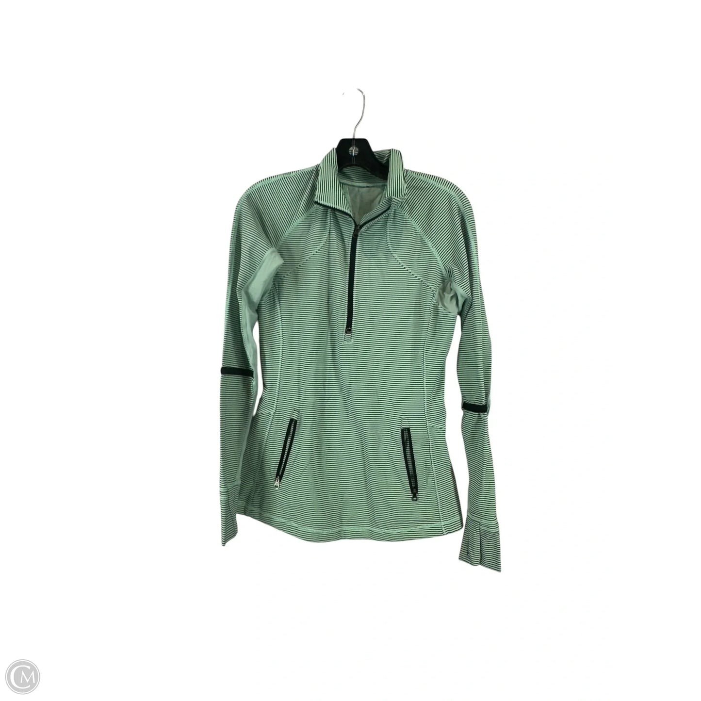 Athletic Jacket By Lululemon In Black & Green, Size: M