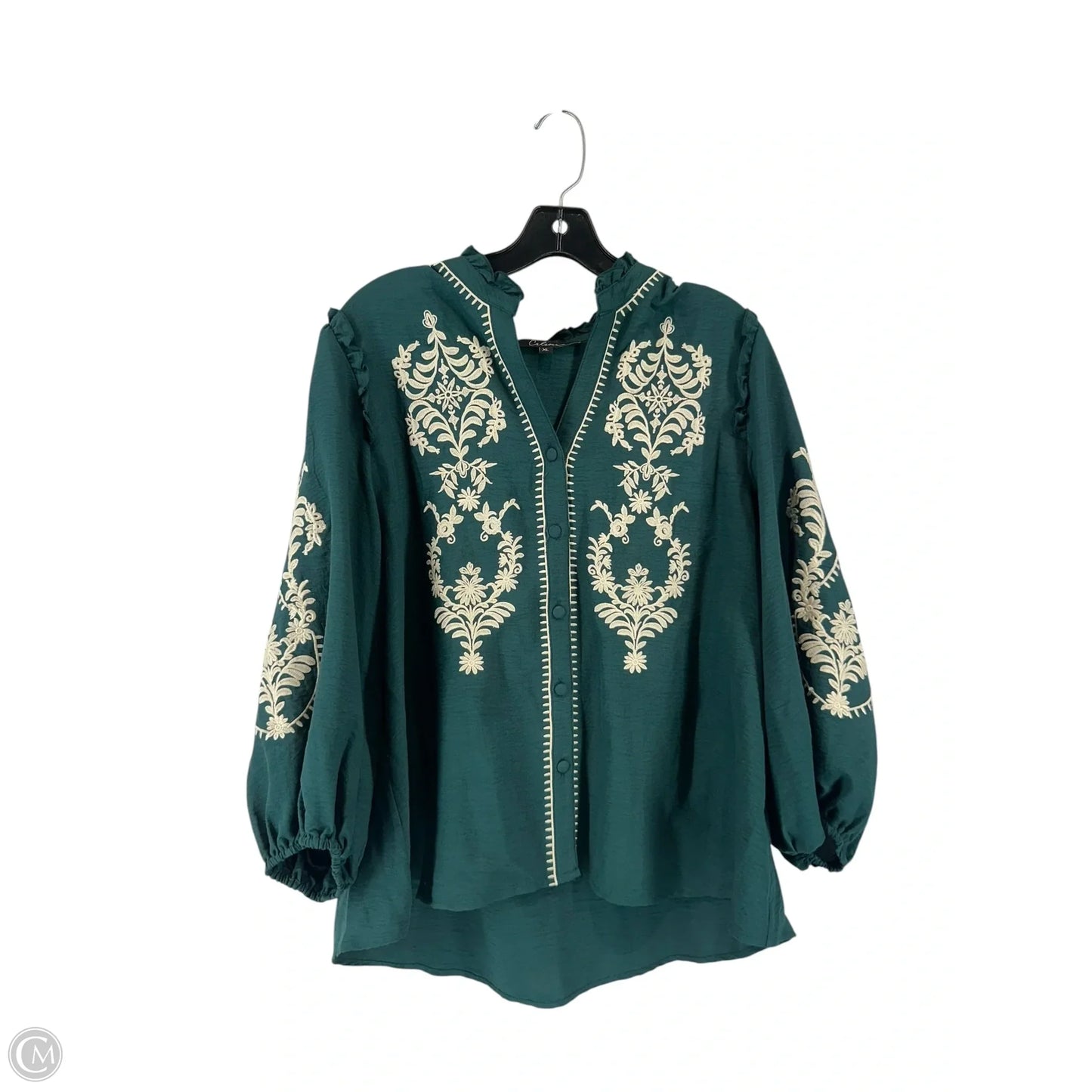 Top 3/4 Sleeve By Calessa In Green, Size: Xl