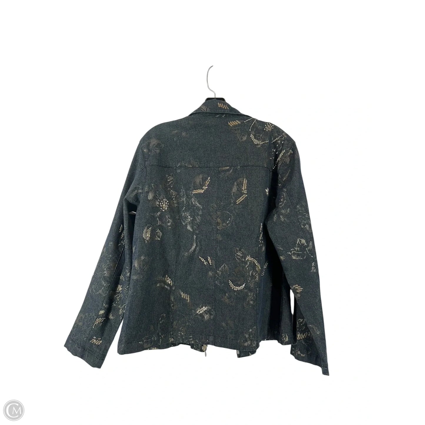 Jacket Denim By Chicos In Blue & Gold, Size: 2