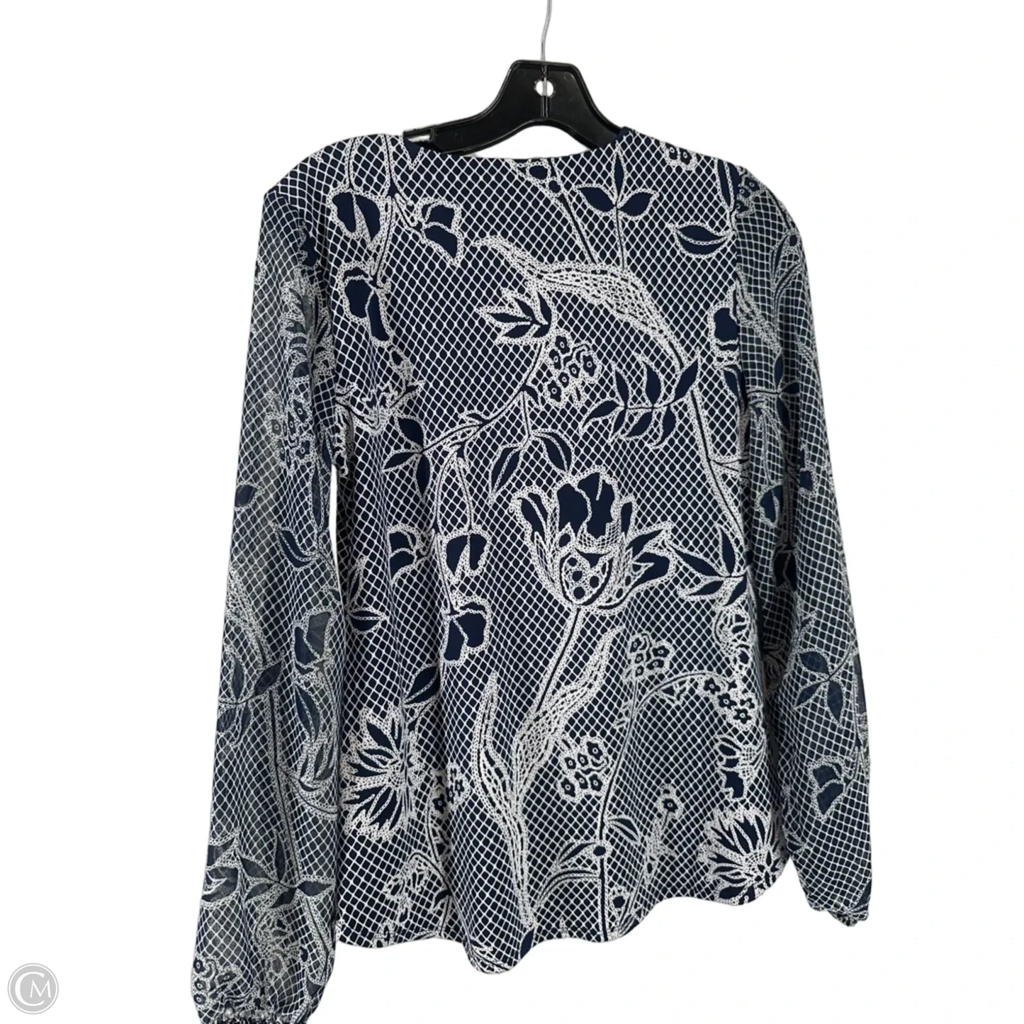 Top Long Sleeve By White House Black Market In Blue & White, Size: Xs