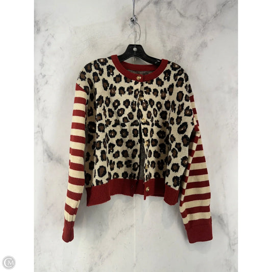 Cardigan By Clothes Mentor In Leopard Print, Size: L