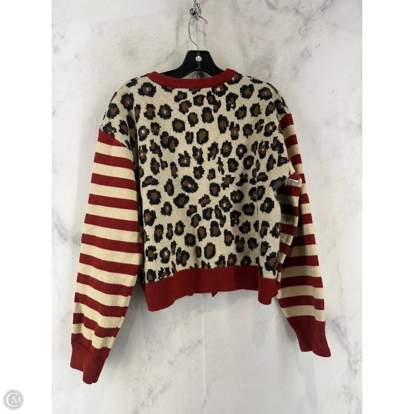 Cardigan By Clothes Mentor In Leopard Print, Size: L