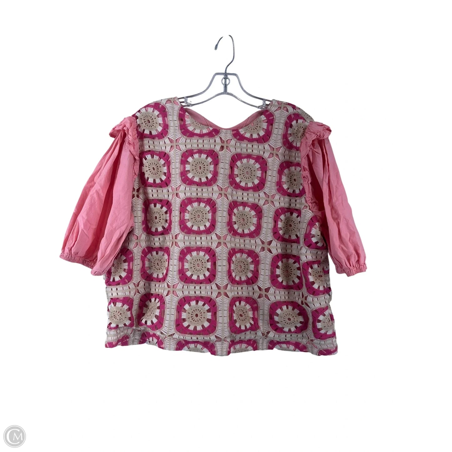 Top Short Sleeve By Clothes Mentor In Pink & Tan, Size: Xxl