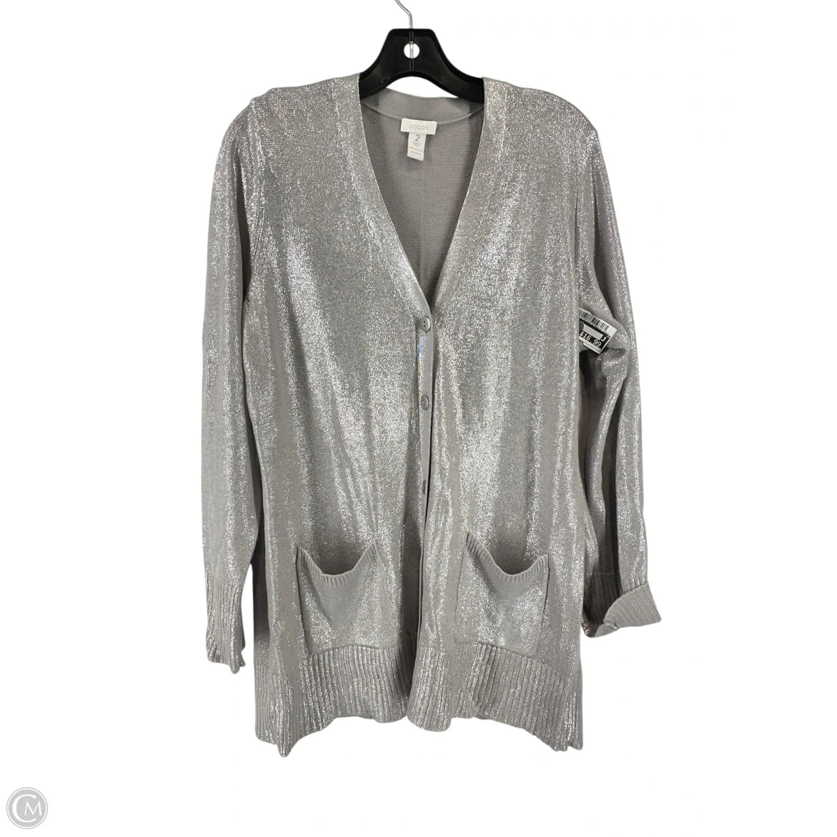 Cardigan By Chicos In Silver, Size: 2
