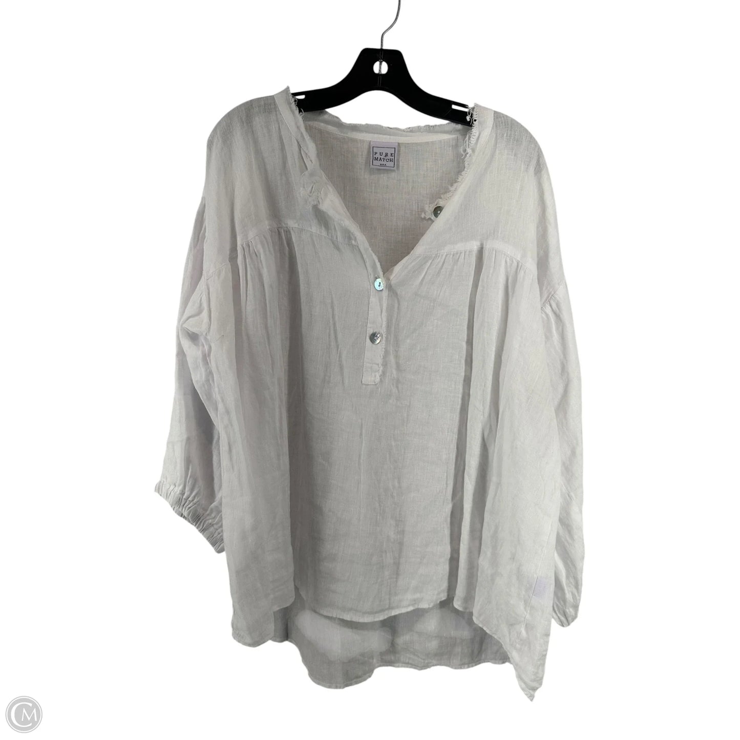 Top 3/4 Sleeve By Clothes Mentor In White, Size: L